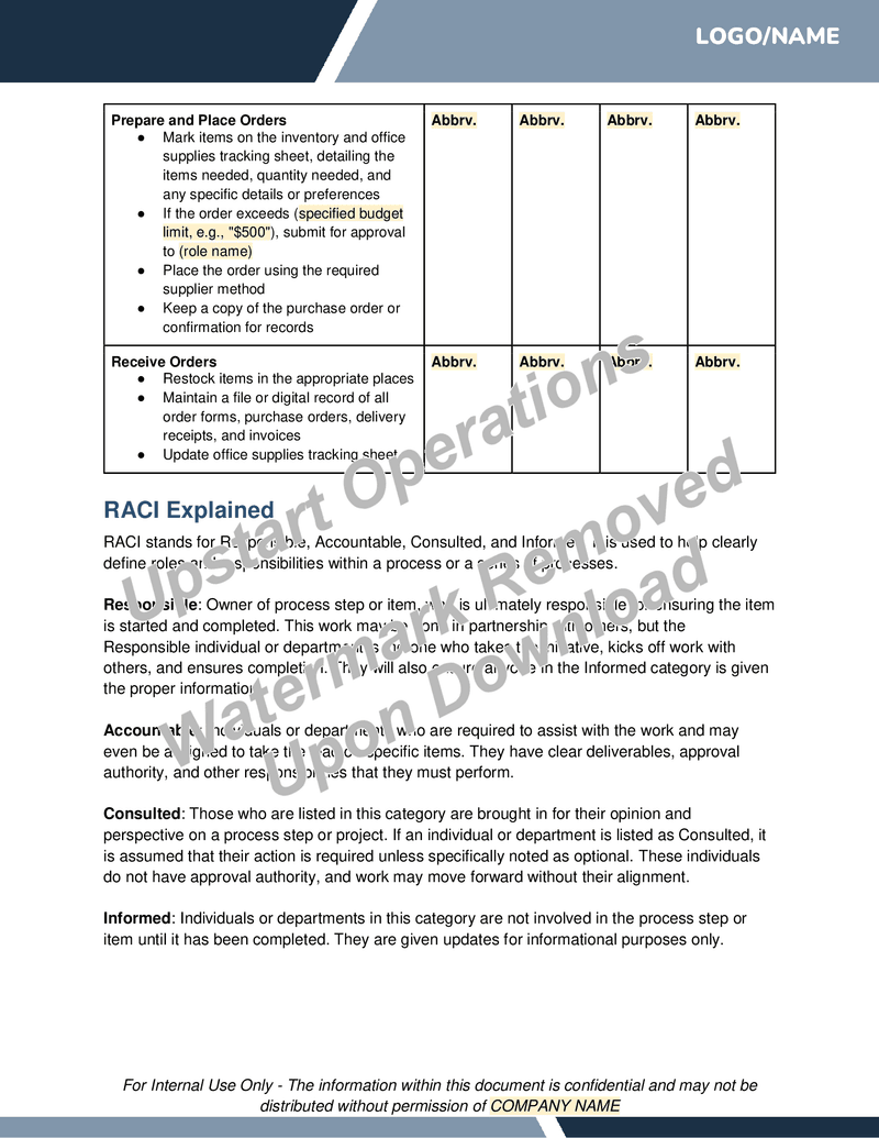 Office Supply Ordering SOP (Standard Operating Procedure)