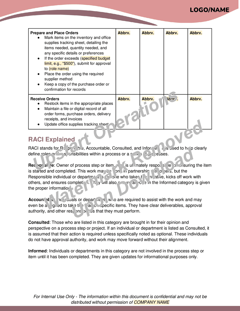 Office Supply Ordering SOP (Standard Operating Procedure)