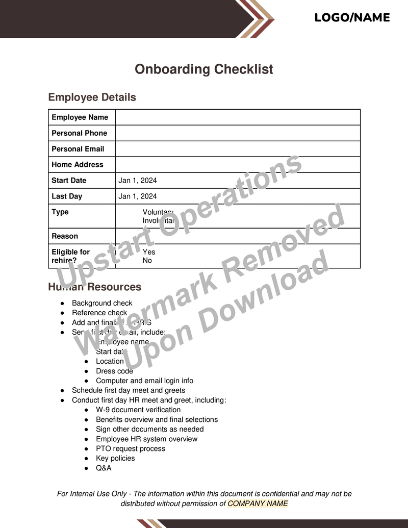 Onboarding Checklist