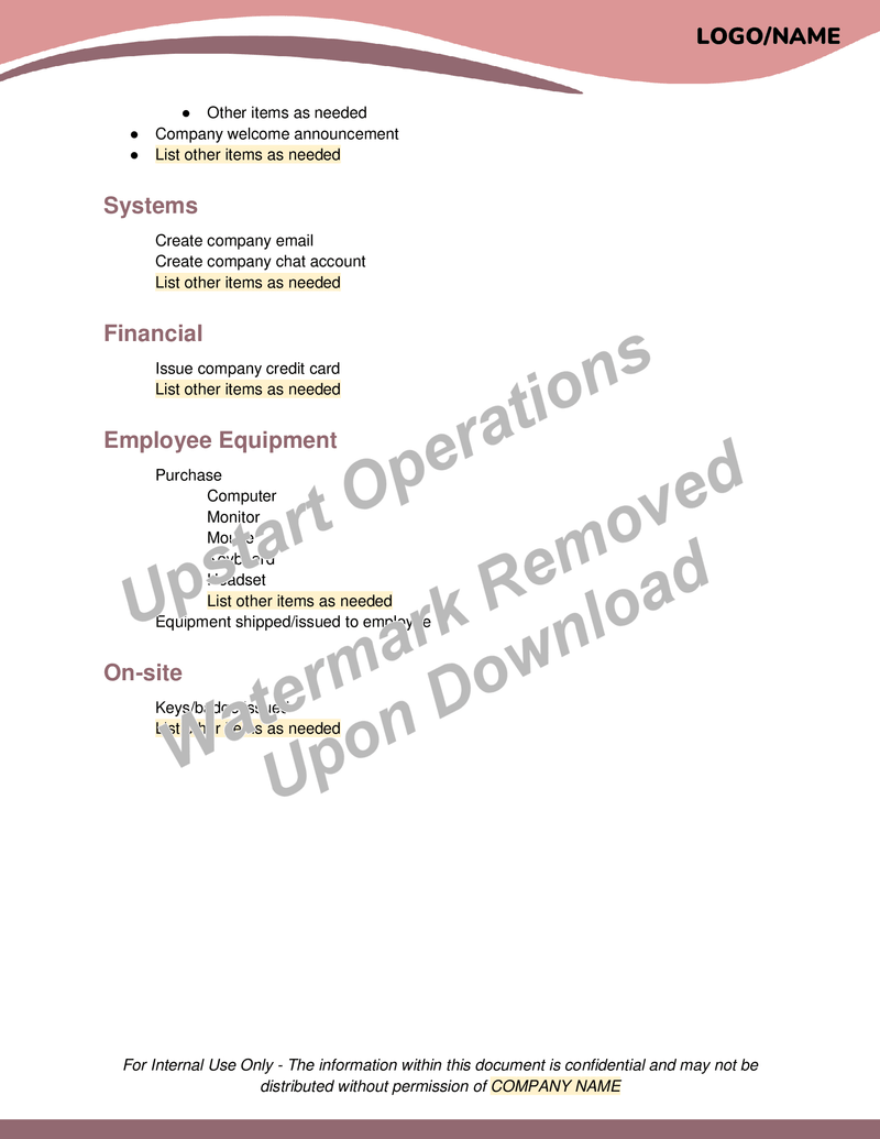 Onboarding Checklist