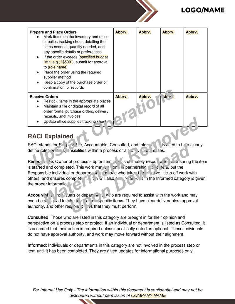 Office Supply Ordering SOP (Standard Operating Procedure)