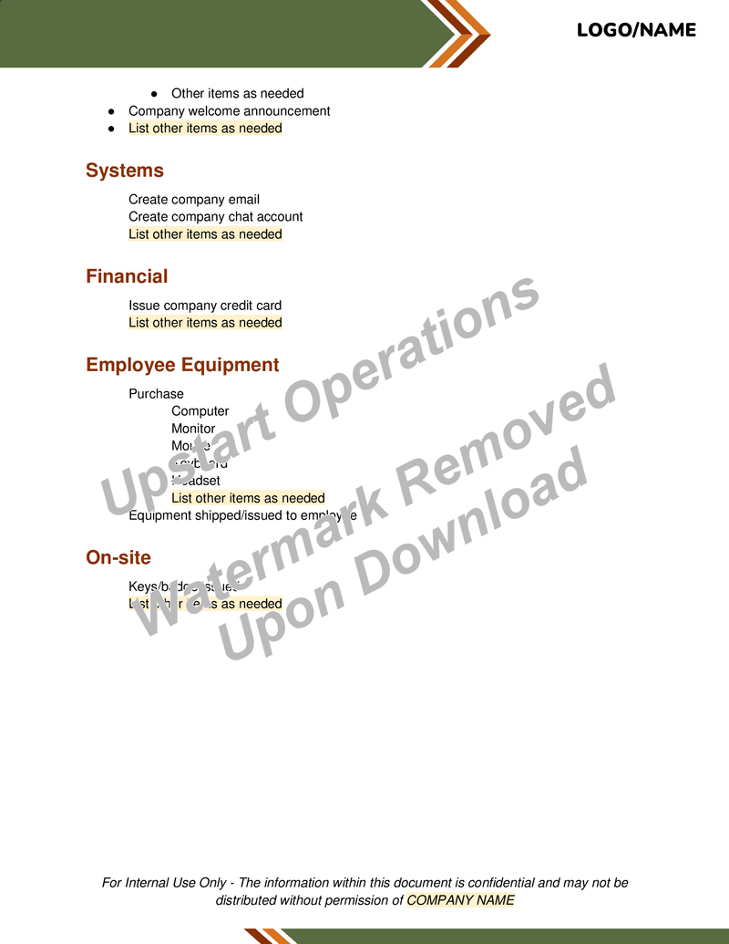Onboarding Checklist