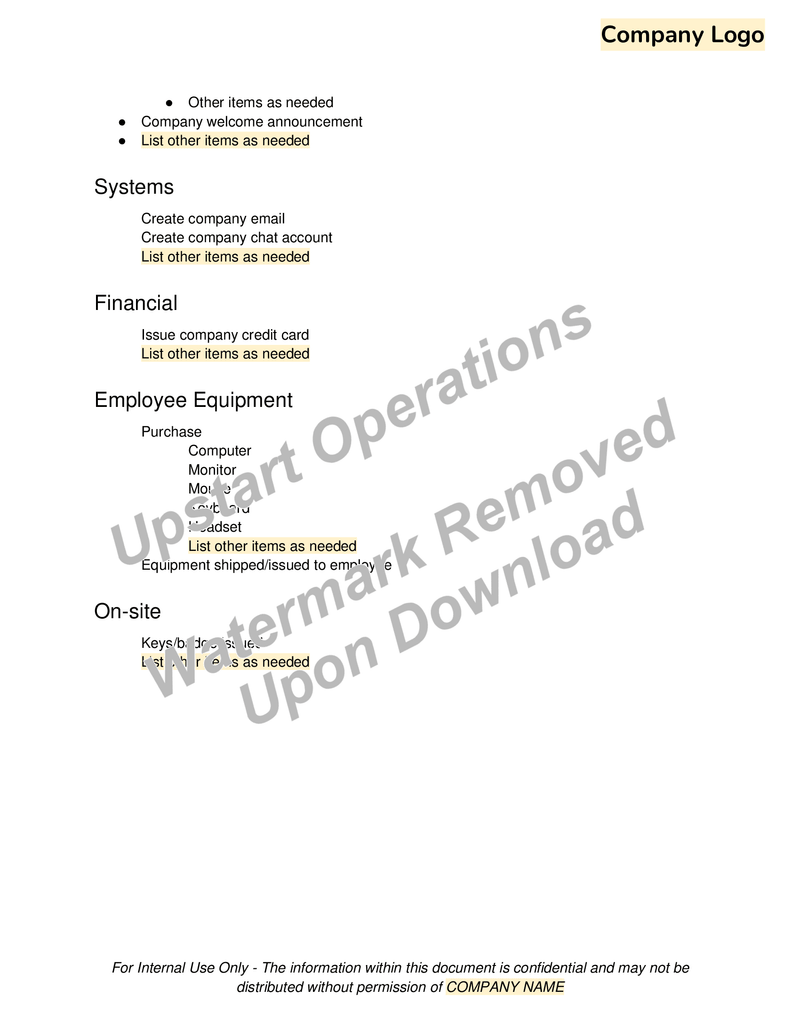 Onboarding Checklist