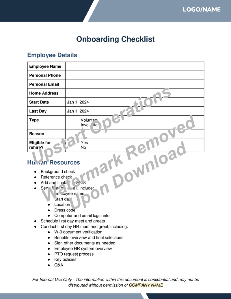 Onboarding Checklist