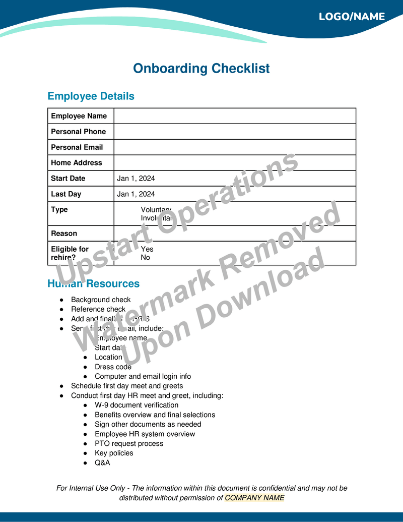 Onboarding Checklist