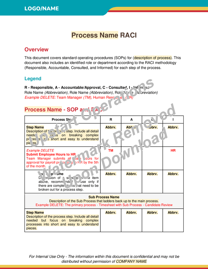 RACI (Responsible, Accountable, Consulted, Informed) Template