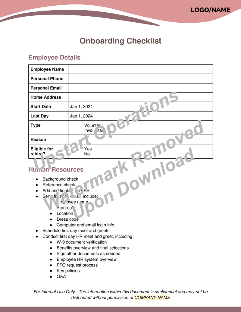 Onboarding Checklist