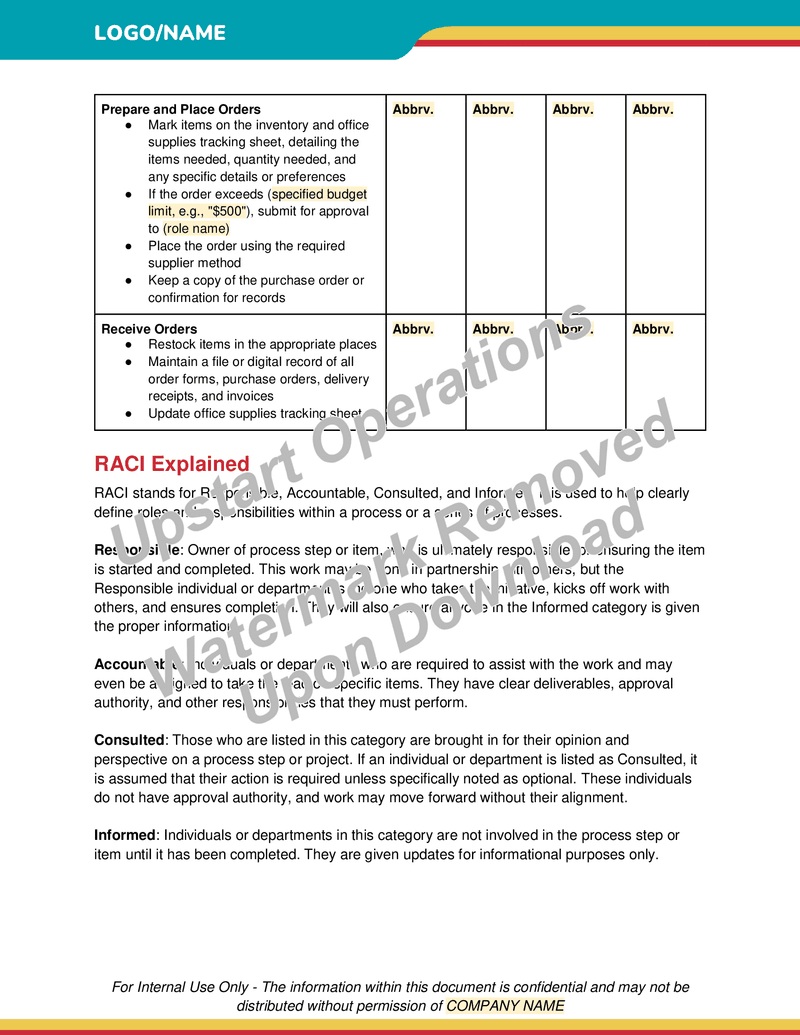 Office Supply Ordering SOP (Standard Operating Procedure)