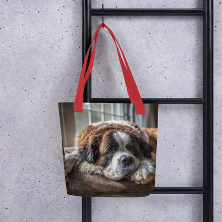 "Window Watcher" Saint Bernard | All-Over Print Tote Bag