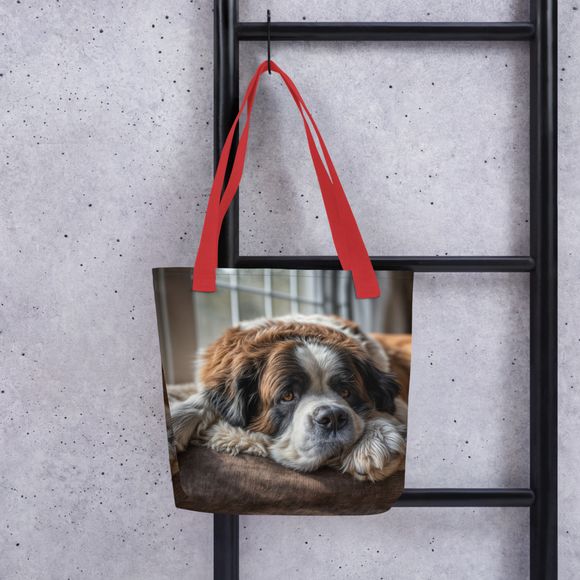 "Window Watcher" Saint Bernard | All-Over Print Tote Bag