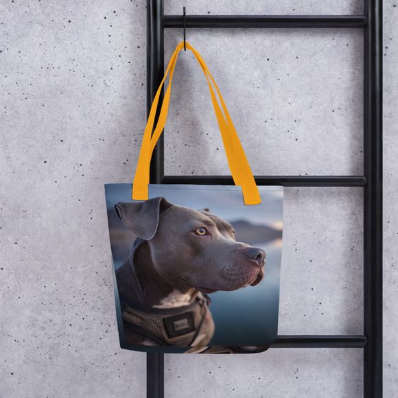 "Serene Soul" Blue Pit Bull | All-Over Print Tote Bag