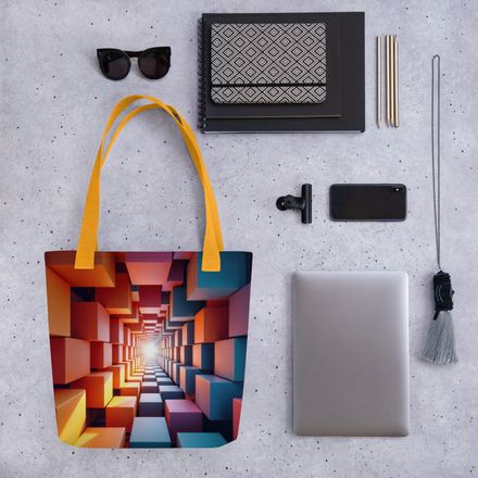 Infinite Spectrum: Geometric Dimension – Premium All-Over Print Tote Bag