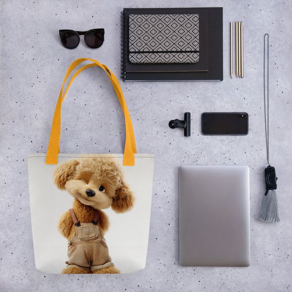 The Cheeky Craftsman: Winking Toy Poodle All-Over Print Tote Bag