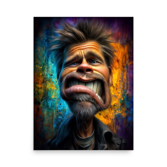 "Grimace" – Brad Pitt Grotesque Pop Surrealism Poster