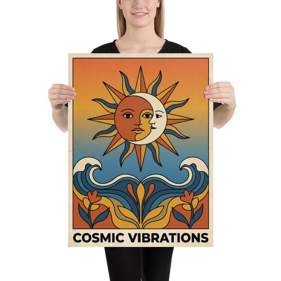 Cosmic Vibrations: Retro Celestial Sun &amp; Moon Art Print