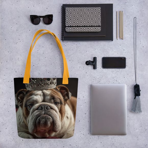 "The Grumpy King" English Bulldog | All-Over Print Tote Bag
