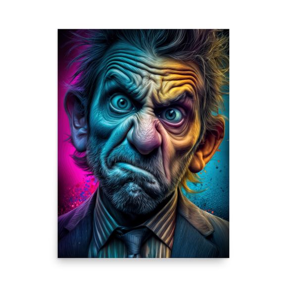 "Technicolor Fury" – Grotesque Bradley Cooper Pop Surrealism Art Poster