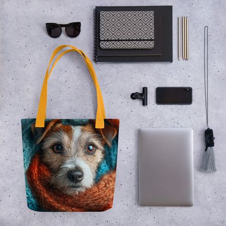 The Ultimate Snuggle: Burrito Dog All-Over Print Tote Bag