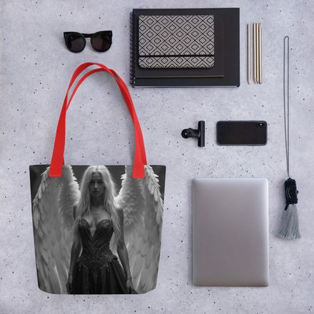 Ethereal Guardian: The Light Within Shadows – Premium All-Over Print Tote Bag