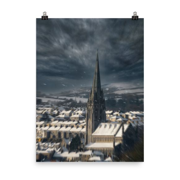 The Cathedral in the Snow: Exclusive AI-Enhanced St. Eugene's Print