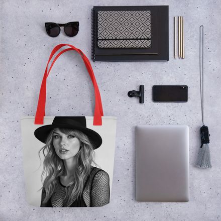 Taylor Swift-Inspired Monochrome Elegance Tote Bag