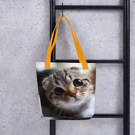 "Wide-Eyed Wonder" Scottish Fold | All-Over Print Tote Bag