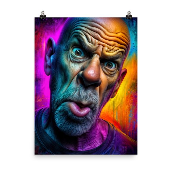 Neon Action Legend: Surreal "Grotesque" Bruce Willis Portrait