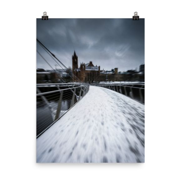Winter Walk to the Guildhall: Exclusive AI-Enhanced Derry Print