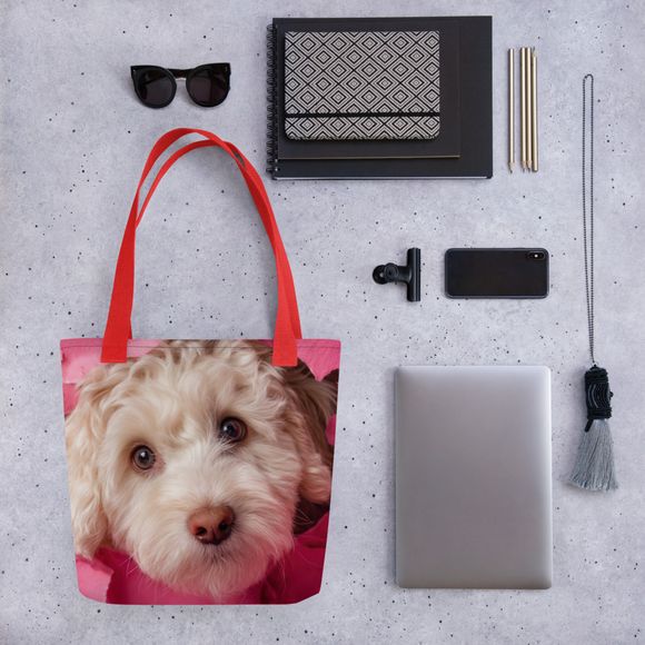 "Pink Paper Peek-a-Boo" – Premium AI-Art All-Over Print Tote Bag